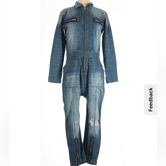 sandrine rose Pants - NWT Sandrine Rose x Free People Distressed Denim Boiler Jumpsuit Size: S